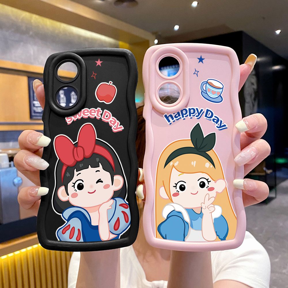 For OPPO Reno 5 6 Lite 7 8 Reno 7Z 8 Z 5F F19 F21 Pro Snow White Wave Frame Phone Case Anti Drop Cover