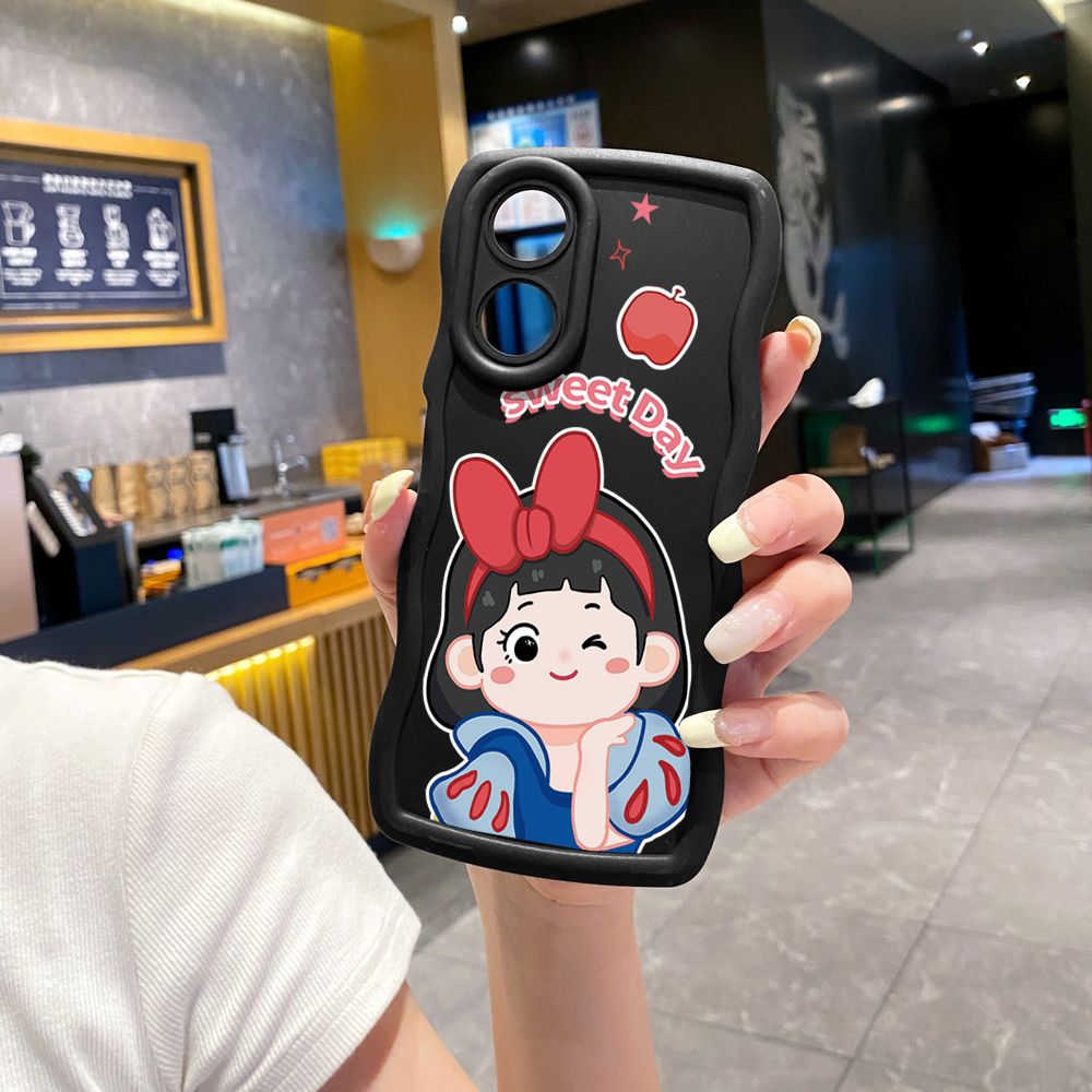For OPPO Reno 5 6 Lite 7 8 Reno 7Z 8 Z 5F F19 F21 Pro Snow White Wave Frame Phone Case Anti Drop Cover