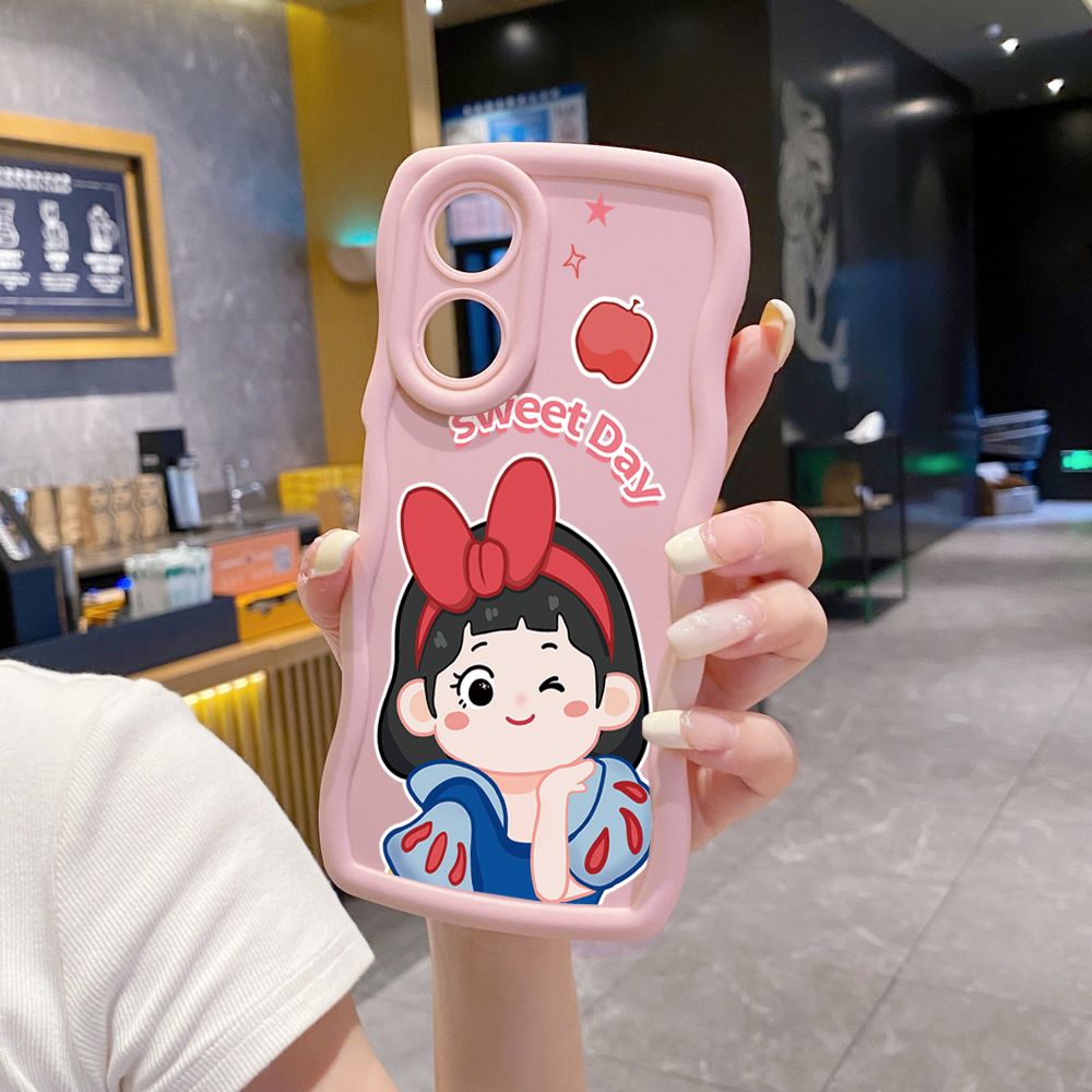 For OPPO Reno 5 6 Lite 7 8 Reno 7Z 8 Z 5F F19 F21 Pro Snow White Wave Frame Phone Case Anti Drop Cover