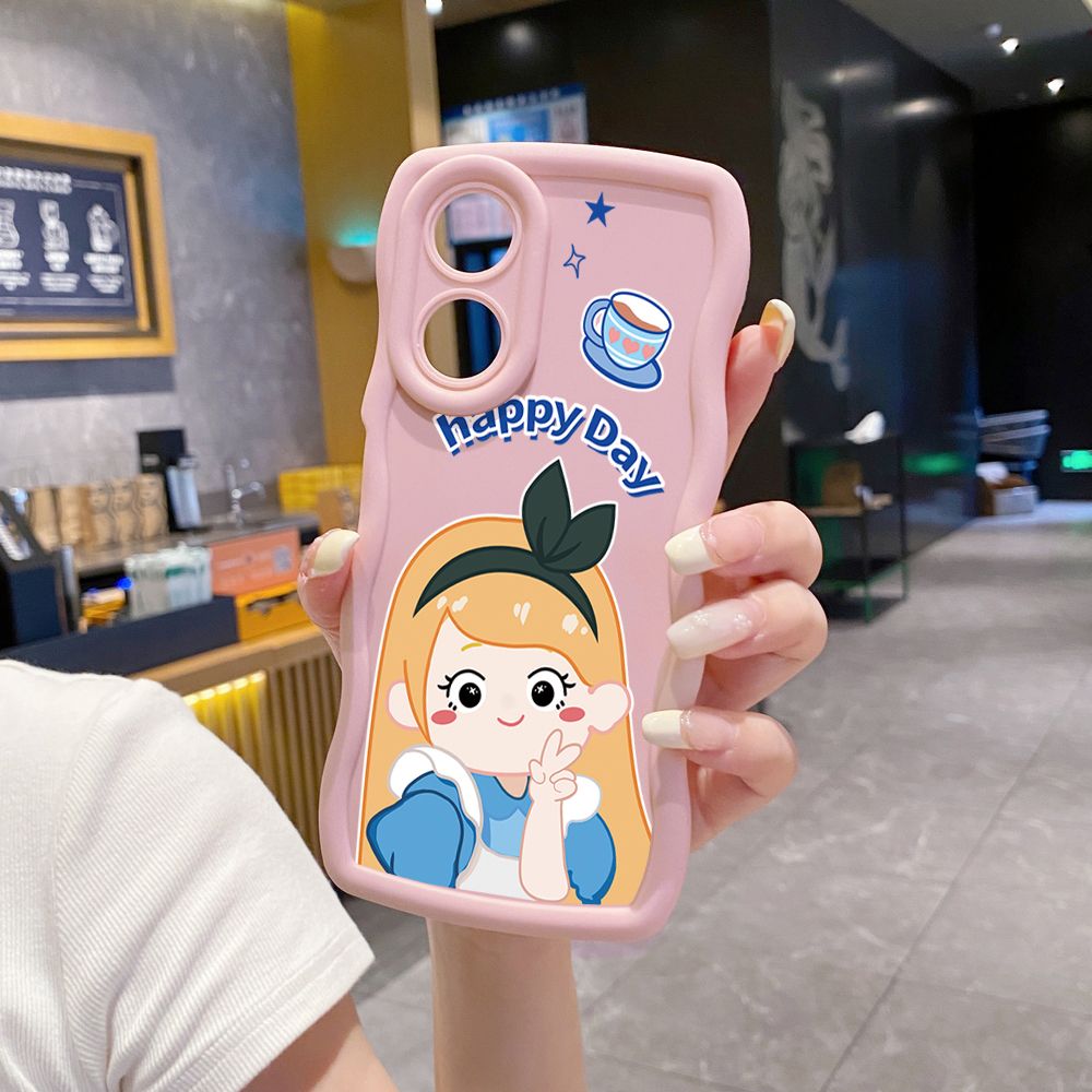 For OPPO Reno 5 6 Lite 7 8 Reno 7Z 8 Z 5F F19 F21 Pro Snow White Wave Frame Phone Case Anti Drop Cover