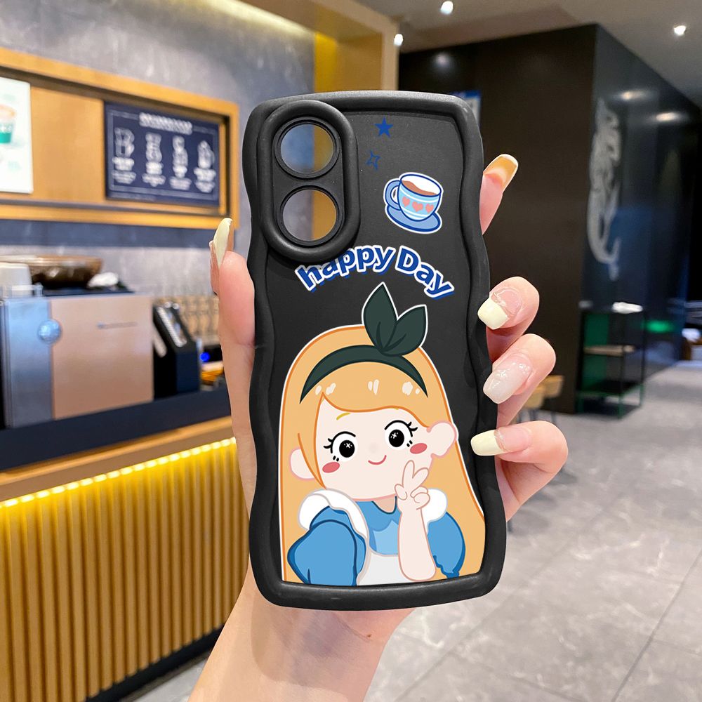 For OPPO Reno 5 6 Lite 7 8 Reno 7Z 8 Z 5F F19 F21 Pro Snow White Wave Frame Phone Case Anti Drop Cover