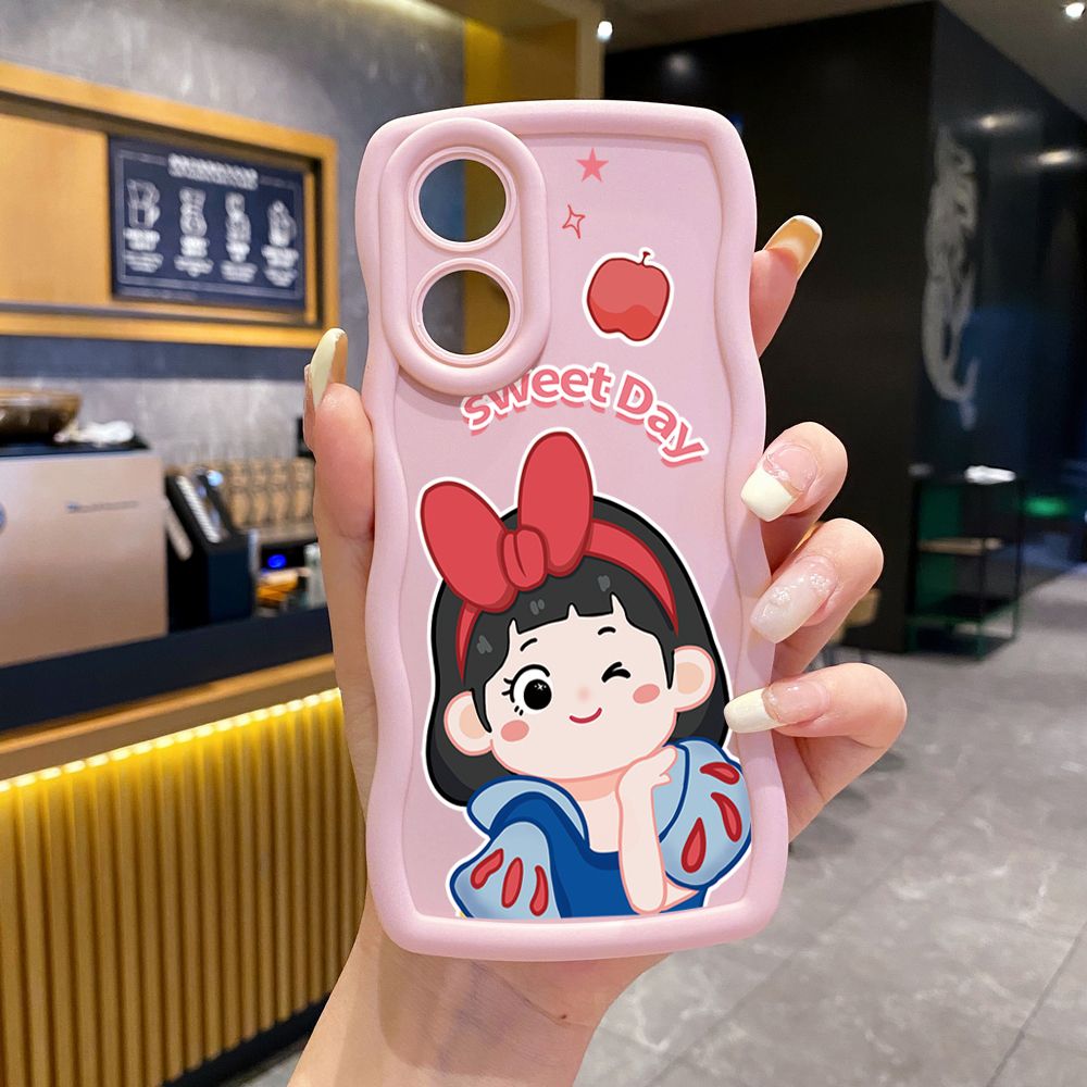 For OPPO Reno 5 6 Lite 7 8 Reno 7Z 8 Z 5F F19 F21 Pro Snow White Wave Frame Phone Case Anti Drop Cover