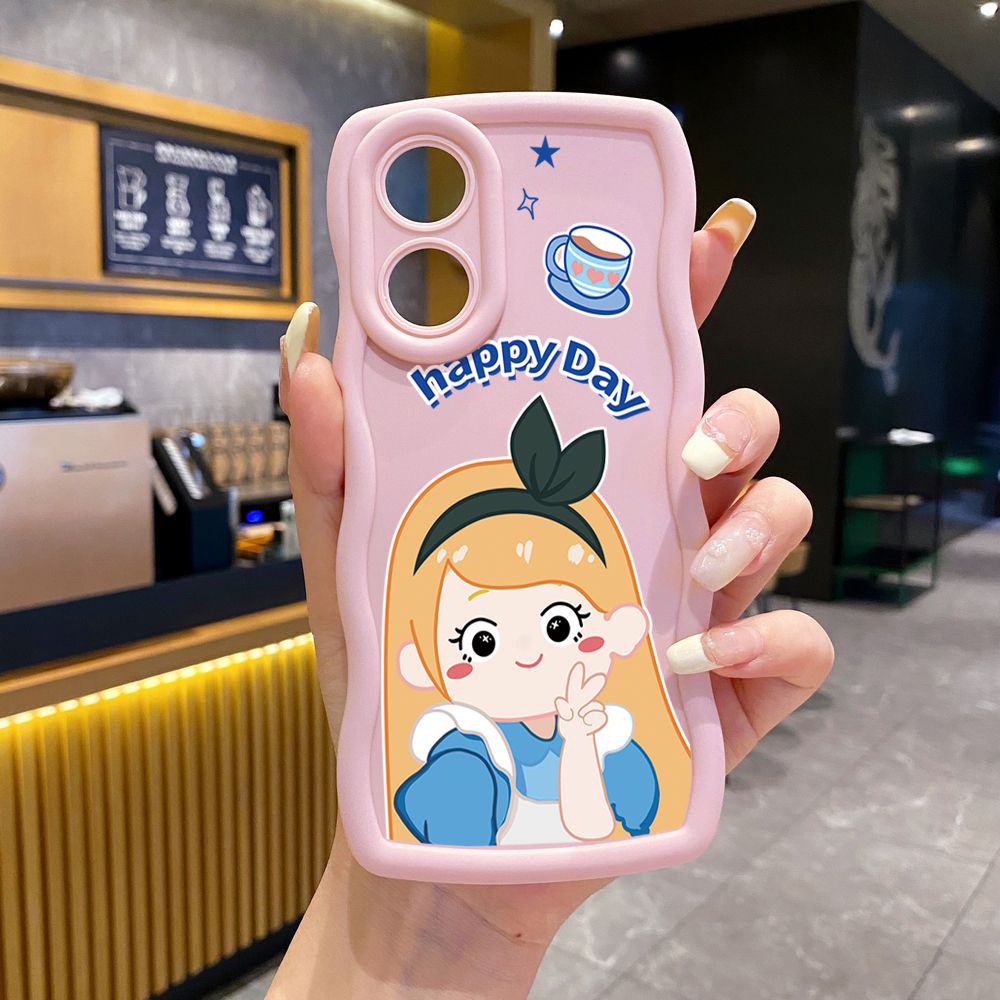 For OPPO Reno 5 6 Lite 7 8 Reno 7Z 8 Z 5F F19 F21 Pro Snow White Wave Frame Phone Case Anti Drop Cover