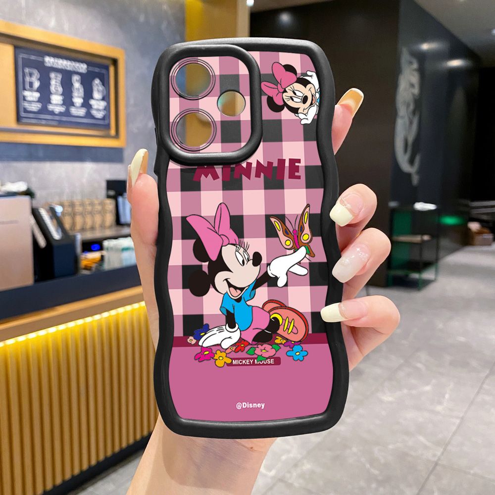 For Infinix Hot 40i 40 Pro Note 30 Play Smart 8 Pro 9 10 Play Lite Cute Plaid Mouse Couple Wave Frame Phone Case Anti Drop Cover