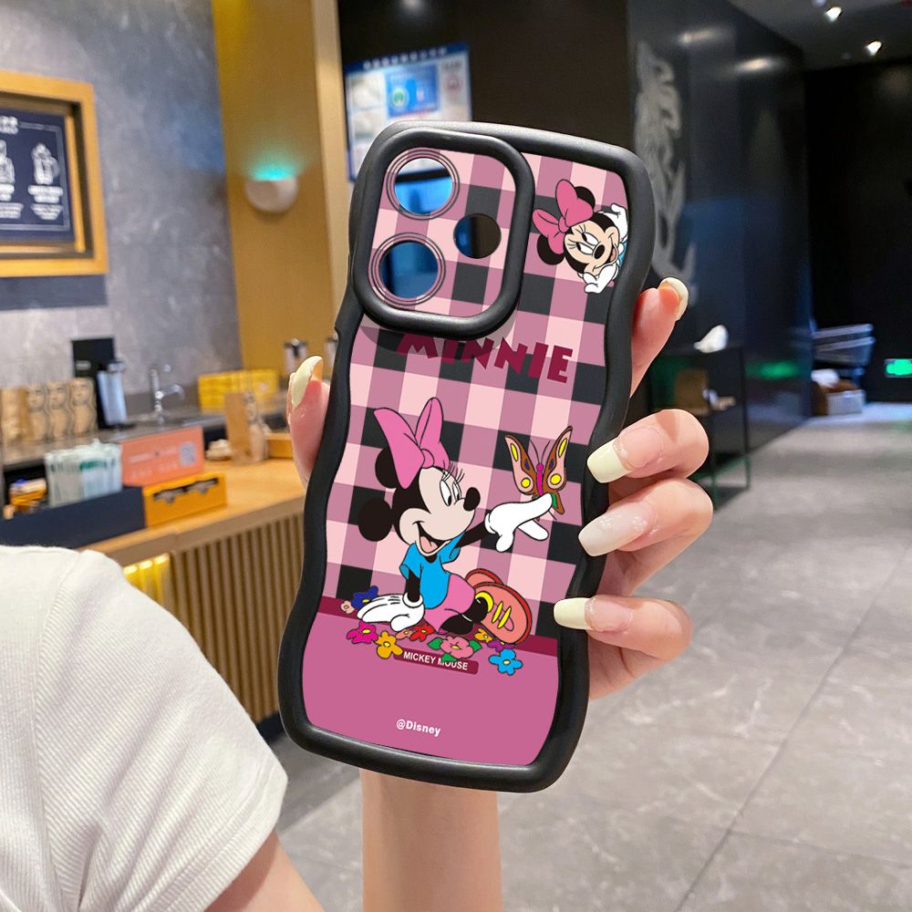 For Infinix Hot 40i 40 Pro Note 30 Play Smart 8 Pro 9 10 Play Lite Cute Plaid Mouse Couple Wave Frame Phone Case Anti Drop Cover