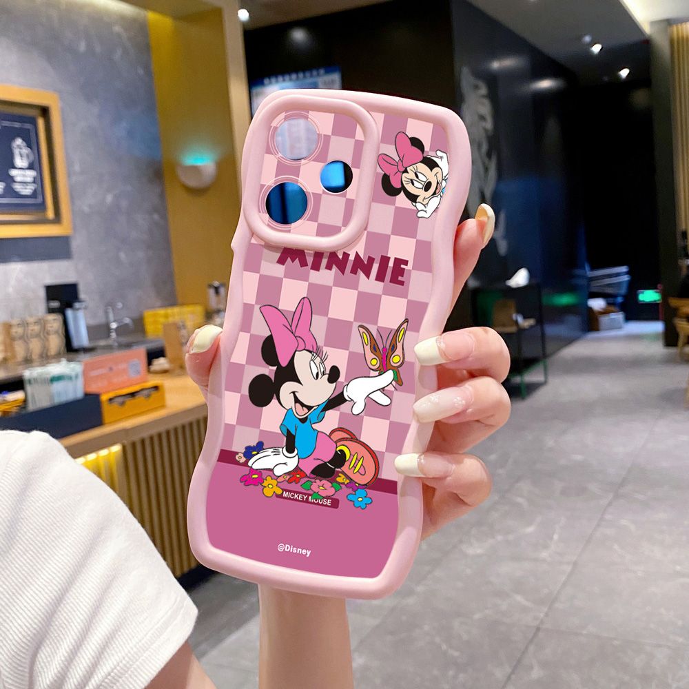 For Infinix Hot 40i 40 Pro Note 30 Play Smart 8 Pro 9 10 Play Lite Cute Plaid Mouse Couple Wave Frame Phone Case Anti Drop Cover