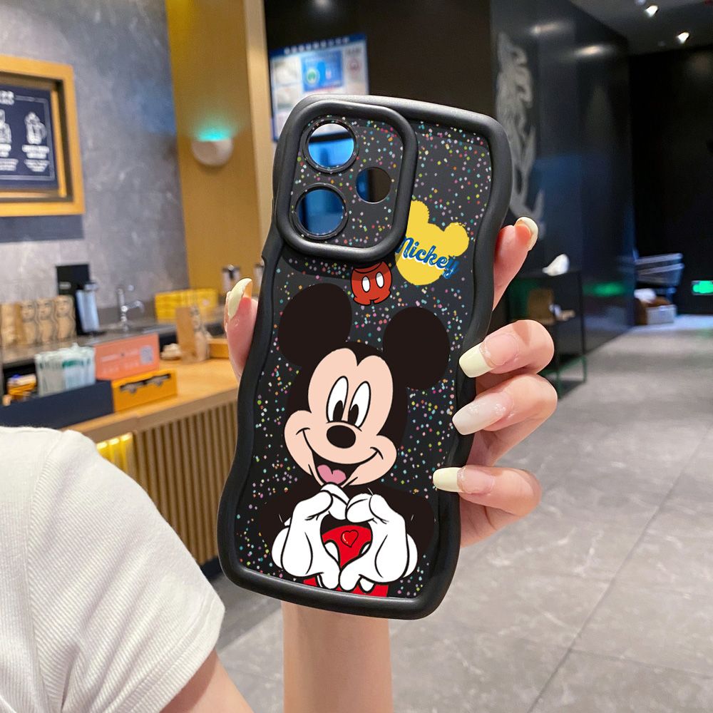 For Realme C67 C53 C51 Note 50 C21Y C25Y C33 C30 C35 9i Mickey Minnie Love Heart Sign Wave Frame Phone Case Anti Drop Cover