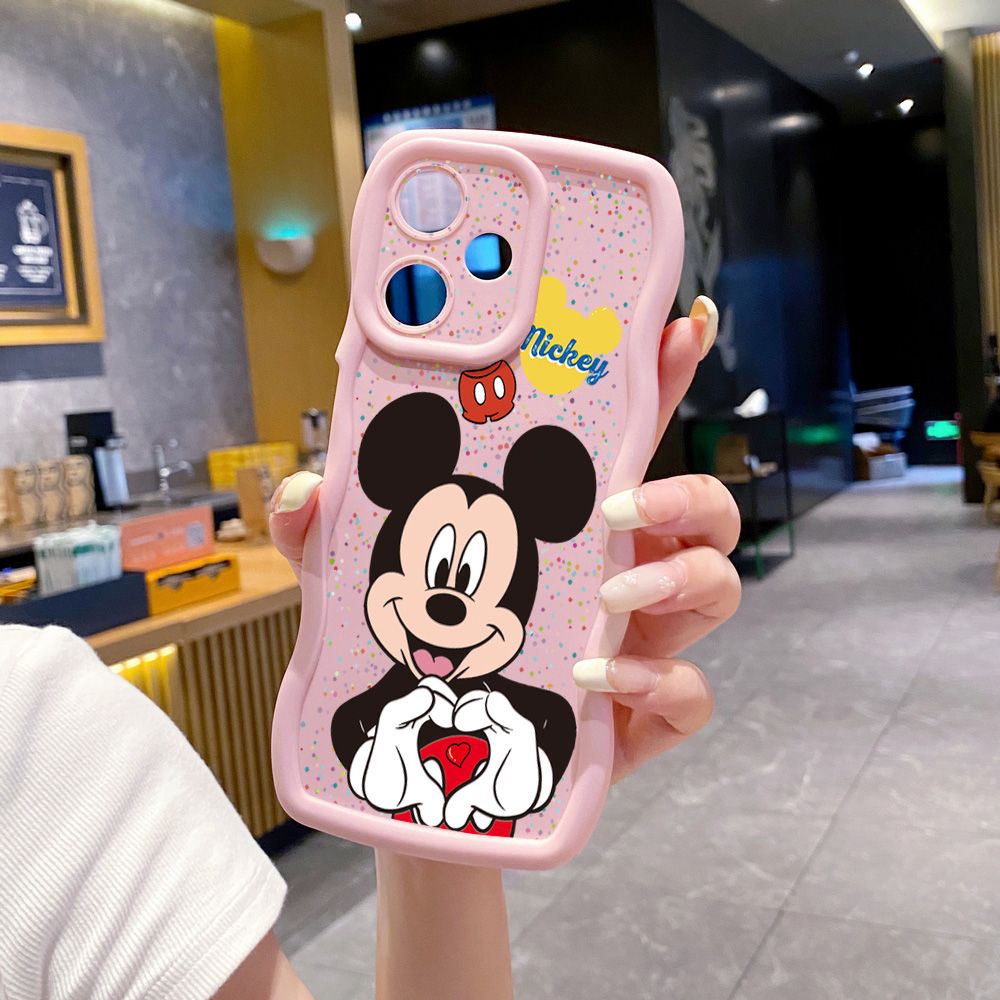 For Realme C67 C53 C51 Note 50 C21Y C25Y C33 C30 C35 9i Mickey Minnie Love Heart Sign Wave Frame Phone Case Anti Drop Cover