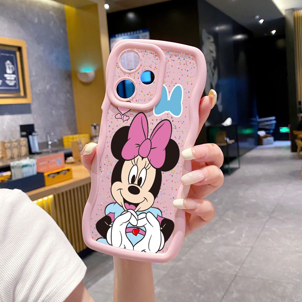 For Realme C67 C53 C51 Note 50 C21Y C25Y C33 C30 C35 9i Mickey Minnie Love Heart Sign Wave Frame Phone Case Anti Drop Cover