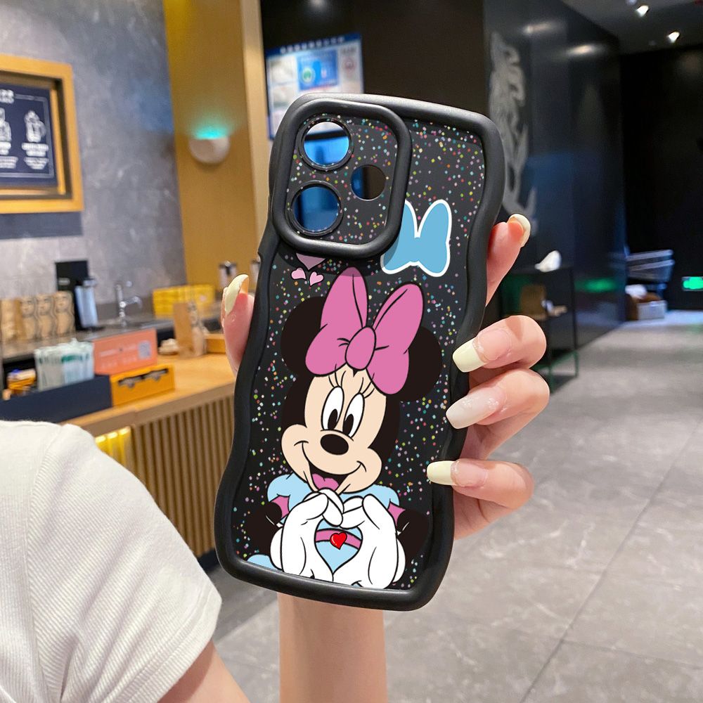 For Realme C67 C53 C51 Note 50 C21Y C25Y C33 C30 C35 9i Mickey Minnie Love Heart Sign Wave Frame Phone Case Anti Drop Cover