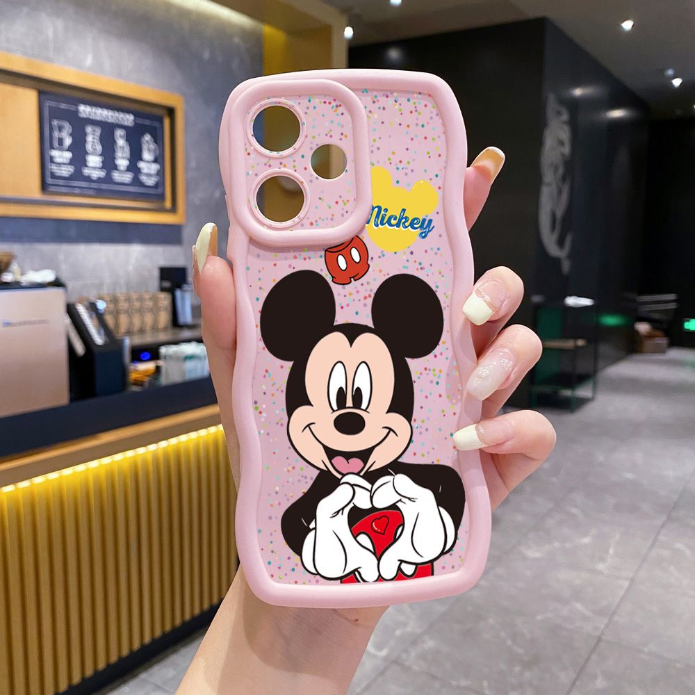 For Realme C67 C53 C51 Note 50 C21Y C25Y C33 C30 C35 9i Mickey Minnie Love Heart Sign Wave Frame Phone Case Anti Drop Cover