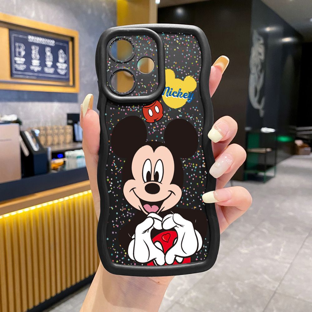 For Realme C67 C53 C51 Note 50 C21Y C25Y C33 C30 C35 9i Mickey Minnie Love Heart Sign Wave Frame Phone Case Anti Drop Cover