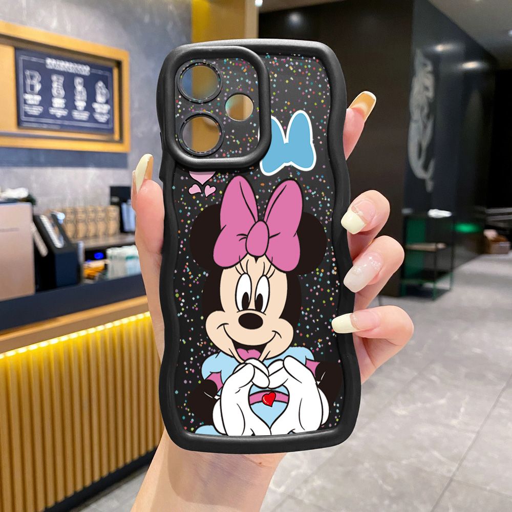 For Realme C67 C53 C51 Note 50 C21Y C25Y C33 C30 C35 9i Mickey Minnie Love Heart Sign Wave Frame Phone Case Anti Drop Cover