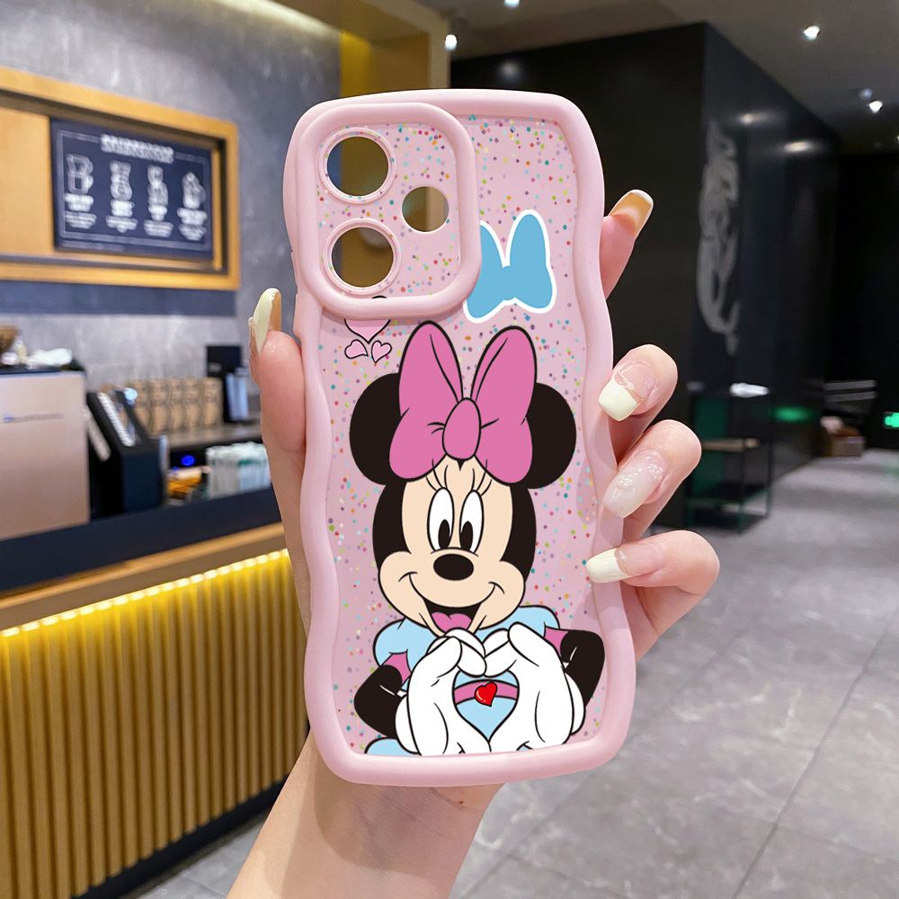 For Realme C67 C53 C51 Note 50 C21Y C25Y C33 C30 C35 9i Mickey Minnie Love Heart Sign Wave Frame Phone Case Anti Drop Cover