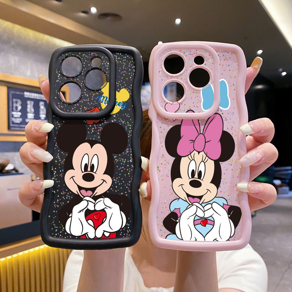 For Tecno Camon 19 Pro NEO 20 30 POP 6 GO 7 Spark GO 2023 8C 9 10 Pro 20C Mickey Minnie Love Heart Sign Wave Frame Phone Case Anti Drop Cover