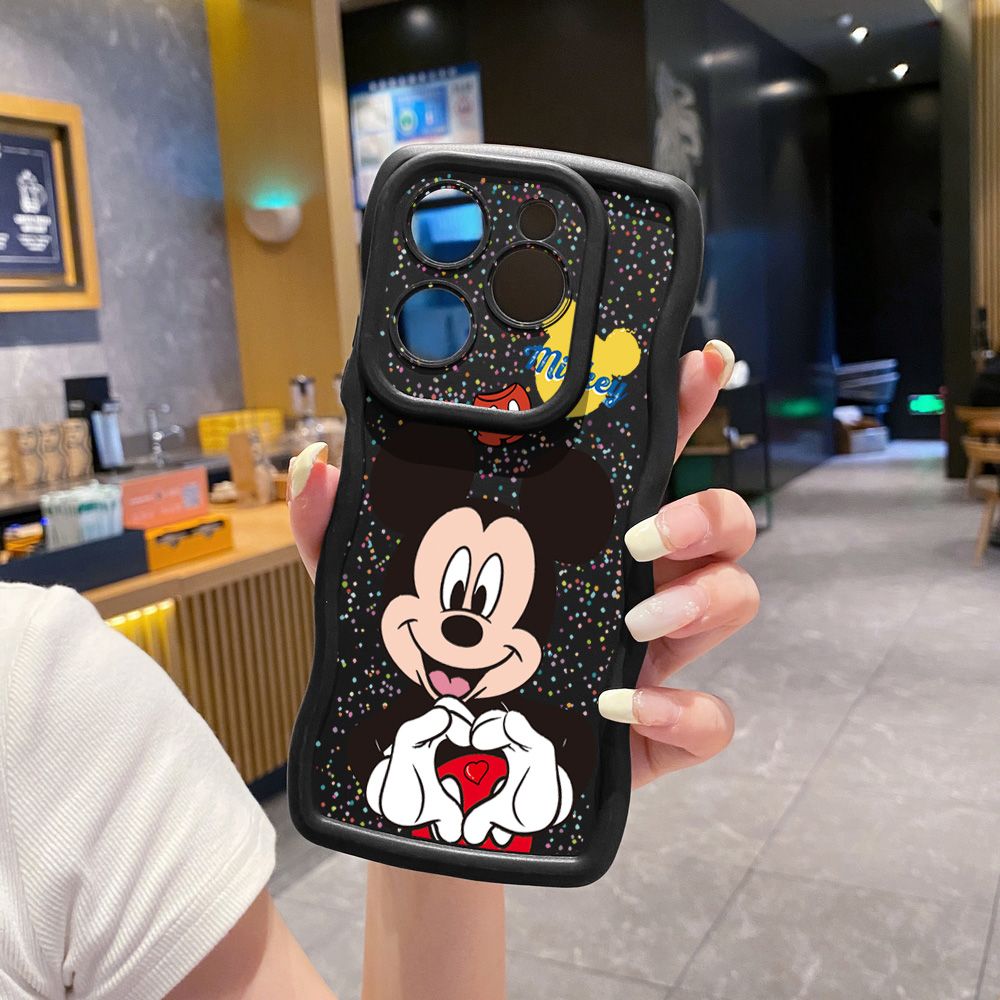 For Tecno Camon 19 Pro NEO 20 30 POP 6 GO 7 Spark GO 2023 8C 9 10 Pro 20C Mickey Minnie Love Heart Sign Wave Frame Phone Case Anti Drop Cover