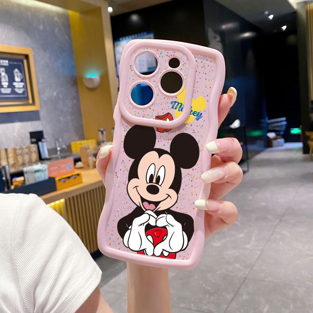 For Tecno Camon 19 Pro NEO 20 30 POP 6 GO 7 Spark GO 2023 8C 9 10 Pro 20C Mickey Minnie Love Heart Sign Wave Frame Phone Case Anti Drop Cover