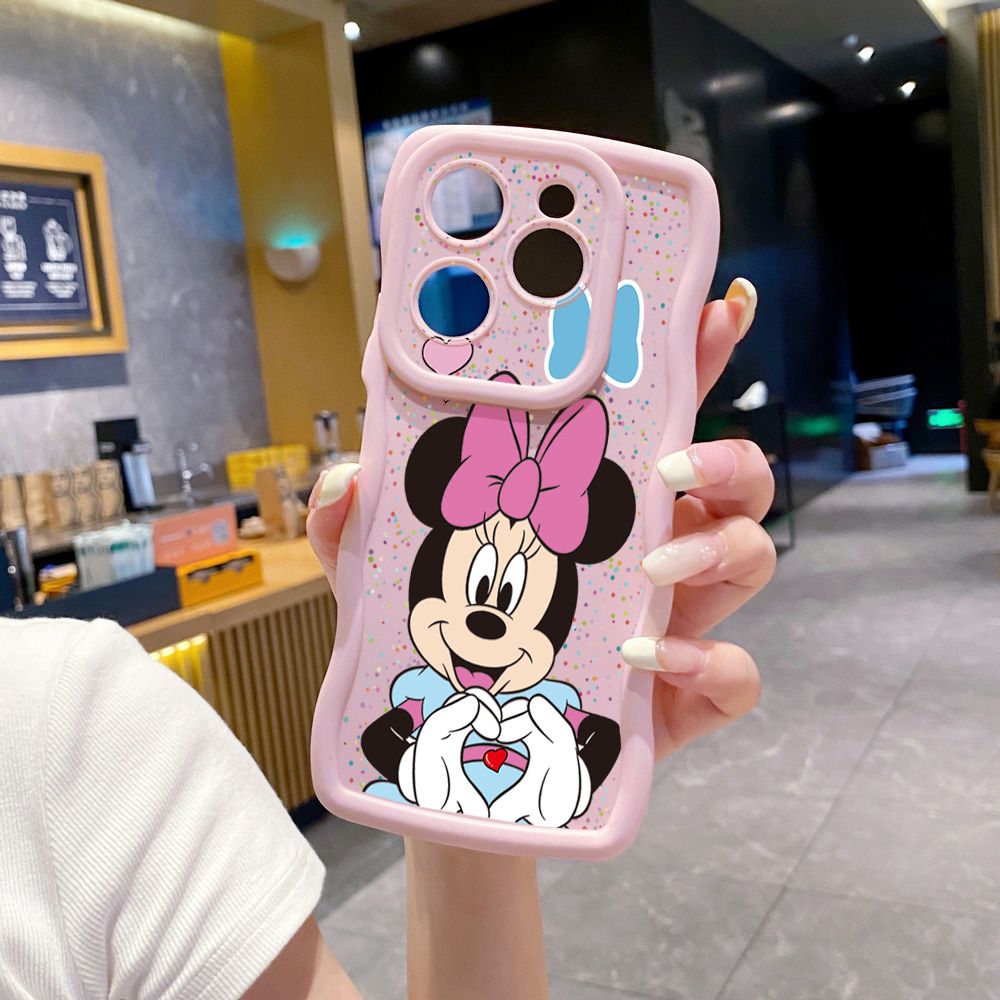 For Tecno Camon 19 Pro NEO 20 30 POP 6 GO 7 Spark GO 2023 8C 9 10 Pro 20C Mickey Minnie Love Heart Sign Wave Frame Phone Case Anti Drop Cover
