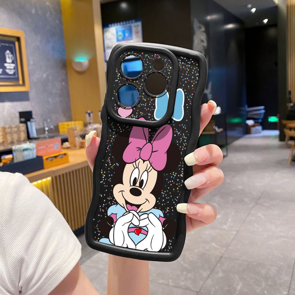 For Tecno Camon 19 Pro NEO 20 30 POP 6 GO 7 Spark GO 2023 8C 9 10 Pro 20C Mickey Minnie Love Heart Sign Wave Frame Phone Case Anti Drop Cover