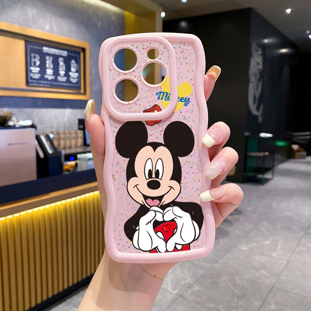 For Tecno Camon 19 Pro NEO 20 30 POP 6 GO 7 Spark GO 2023 8C 9 10 Pro 20C Mickey Minnie Love Heart Sign Wave Frame Phone Case Anti Drop Cover
