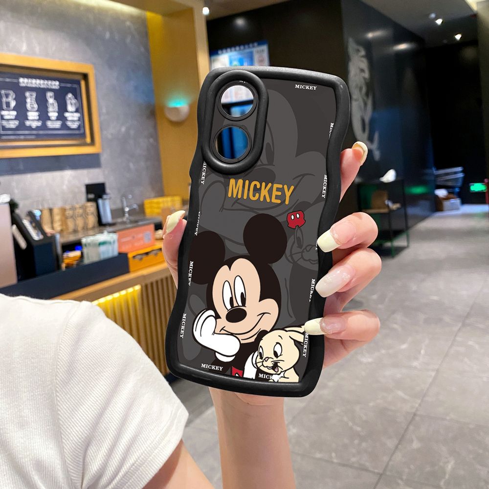 For OPPO Reno 5 6 Lite 7 8 Reno 7Z 8 Z 5F F19 F21 Pro Bunny Mickey Minnie Couple Wave Frame Phone Case Anti Drop Cover