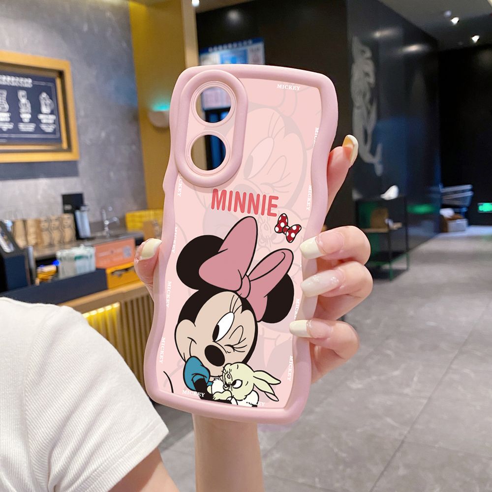 For OPPO Reno 5 6 Lite 7 8 Reno 7Z 8 Z 5F F19 F21 Pro Bunny Mickey Minnie Couple Wave Frame Phone Case Anti Drop Cover