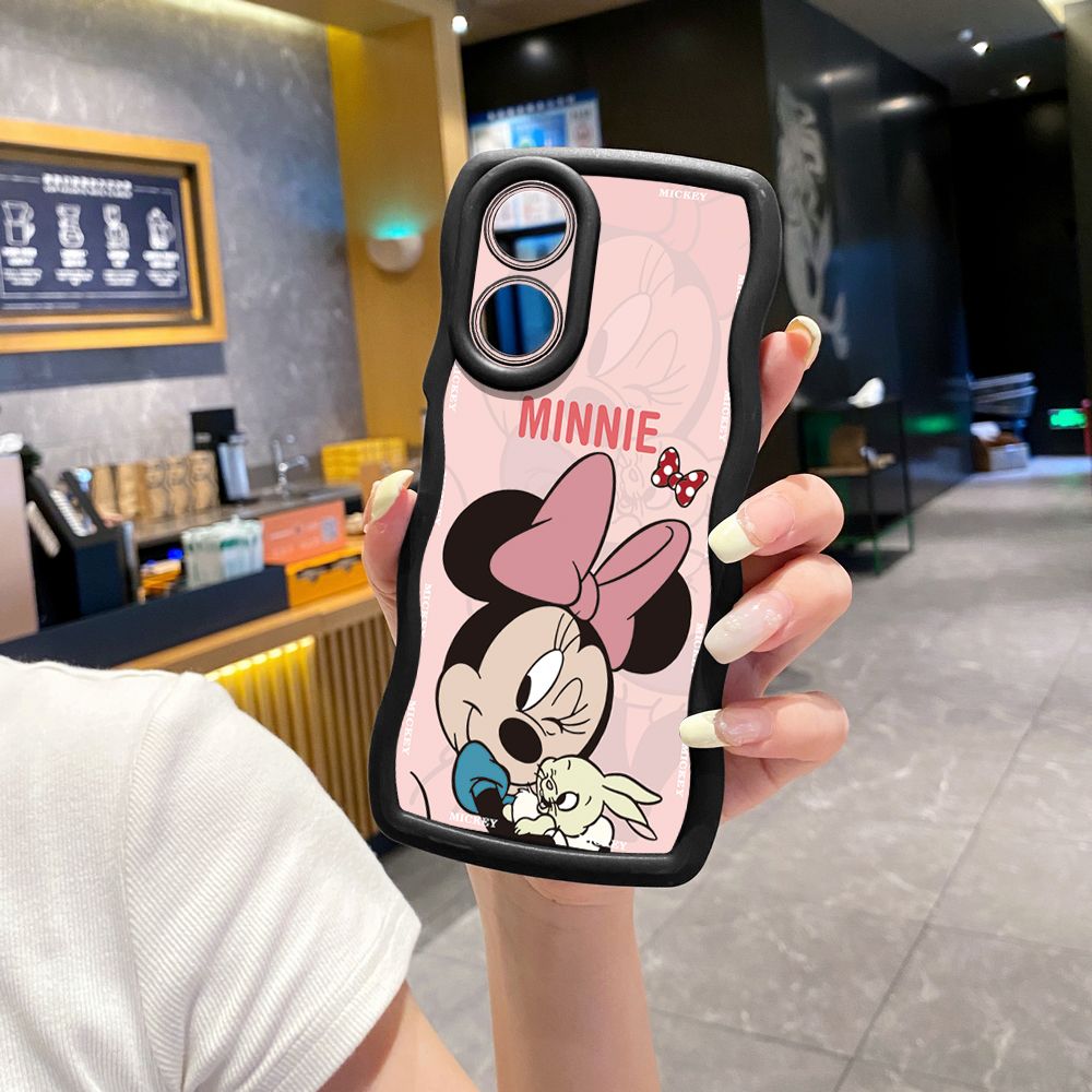 For OPPO Reno 5 6 Lite 7 8 Reno 7Z 8 Z 5F F19 F21 Pro Bunny Mickey Minnie Couple Wave Frame Phone Case Anti Drop Cover