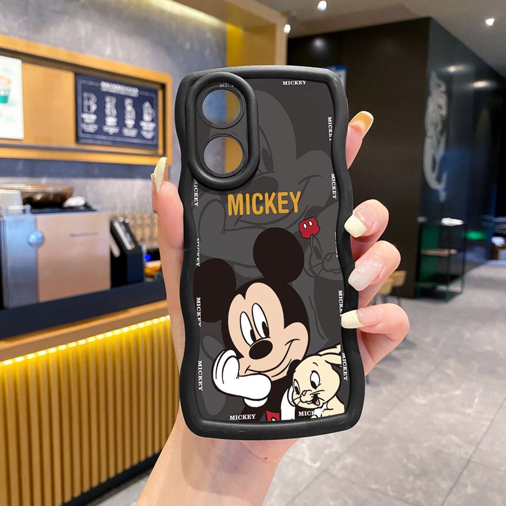For OPPO Reno 5 6 Lite 7 8 Reno 7Z 8 Z 5F F19 F21 Pro Bunny Mickey Minnie Couple Wave Frame Phone Case Anti Drop Cover