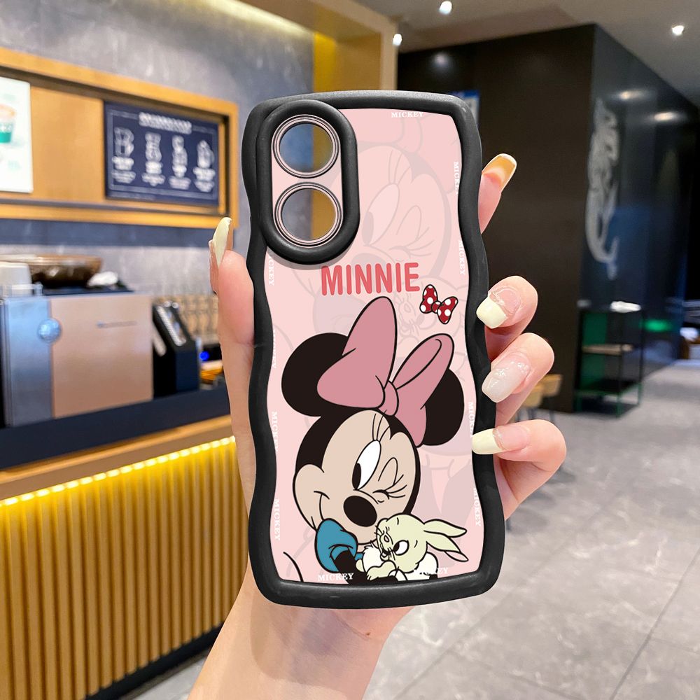 For OPPO Reno 5 6 Lite 7 8 Reno 7Z 8 Z 5F F19 F21 Pro Bunny Mickey Minnie Couple Wave Frame Phone Case Anti Drop Cover