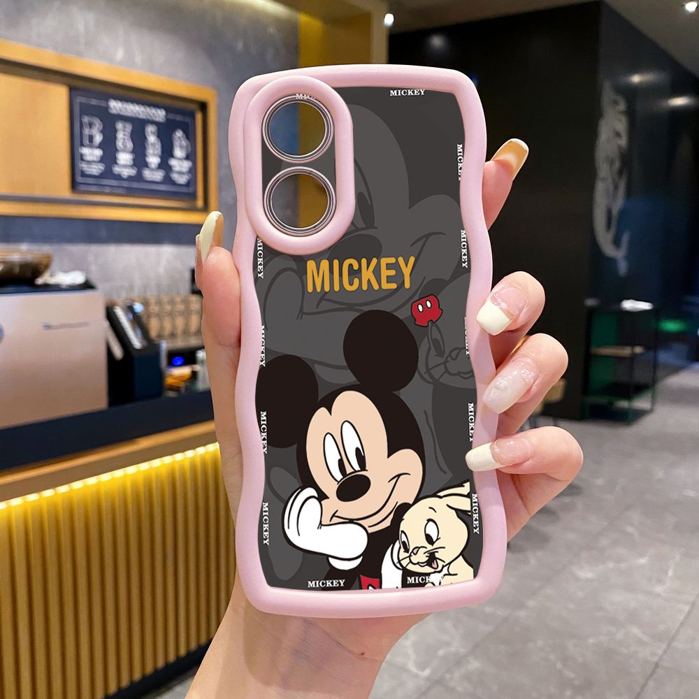 For OPPO Reno 5 6 Lite 7 8 Reno 7Z 8 Z 5F F19 F21 Pro Bunny Mickey Minnie Couple Wave Frame Phone Case Anti Drop Cover