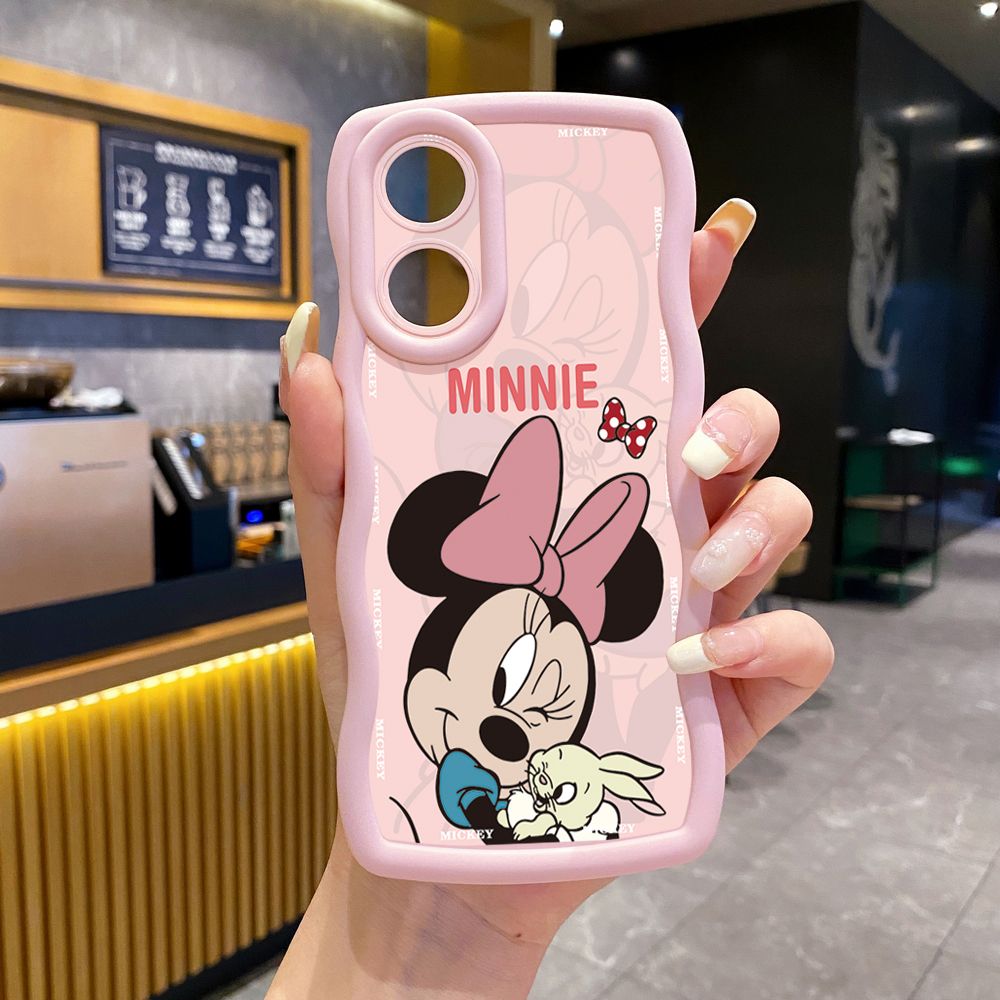 For OPPO Reno 5 6 Lite 7 8 Reno 7Z 8 Z 5F F19 F21 Pro Bunny Mickey Minnie Couple Wave Frame Phone Case Anti Drop Cover