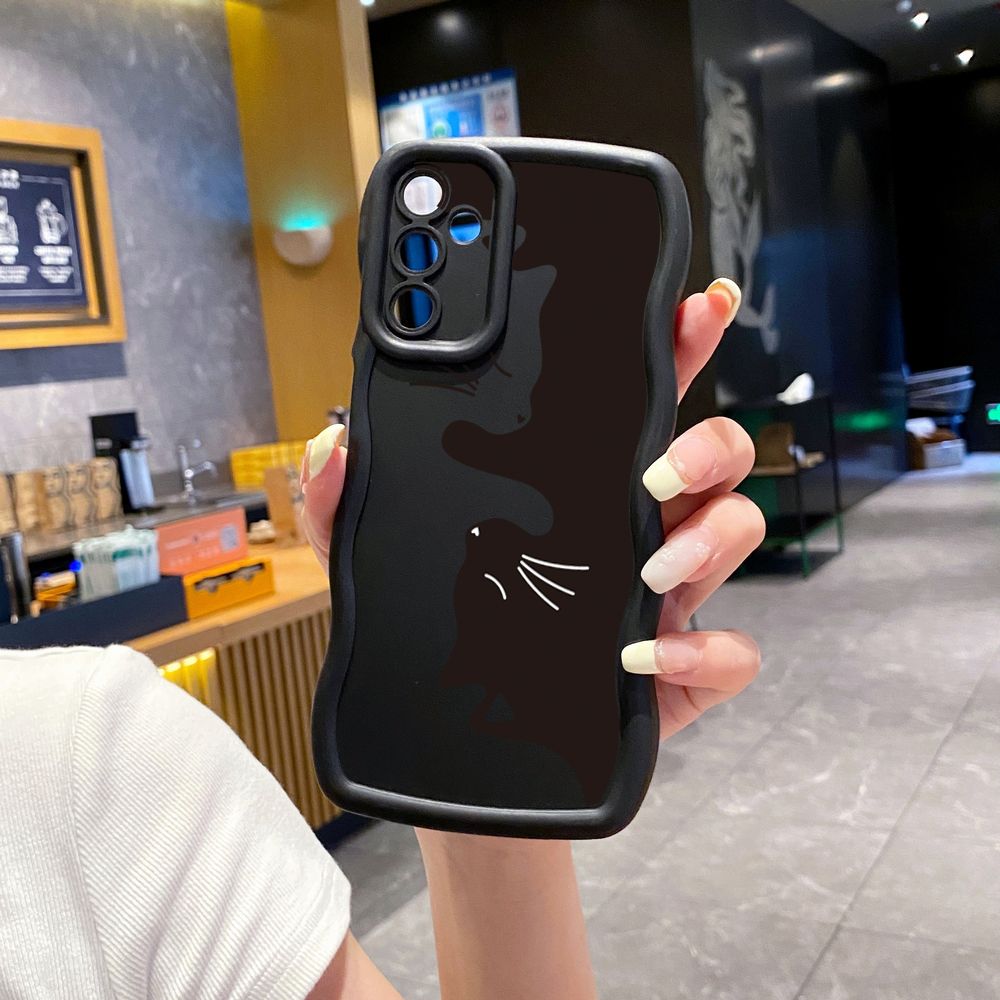 For Samsung Galaxy A15 A05 A35 A06 A14 A34 A33 A53 A73 A32 A16 A72 Drawing Cat Flower Wave Frame Phone Case Anti Drop Cover