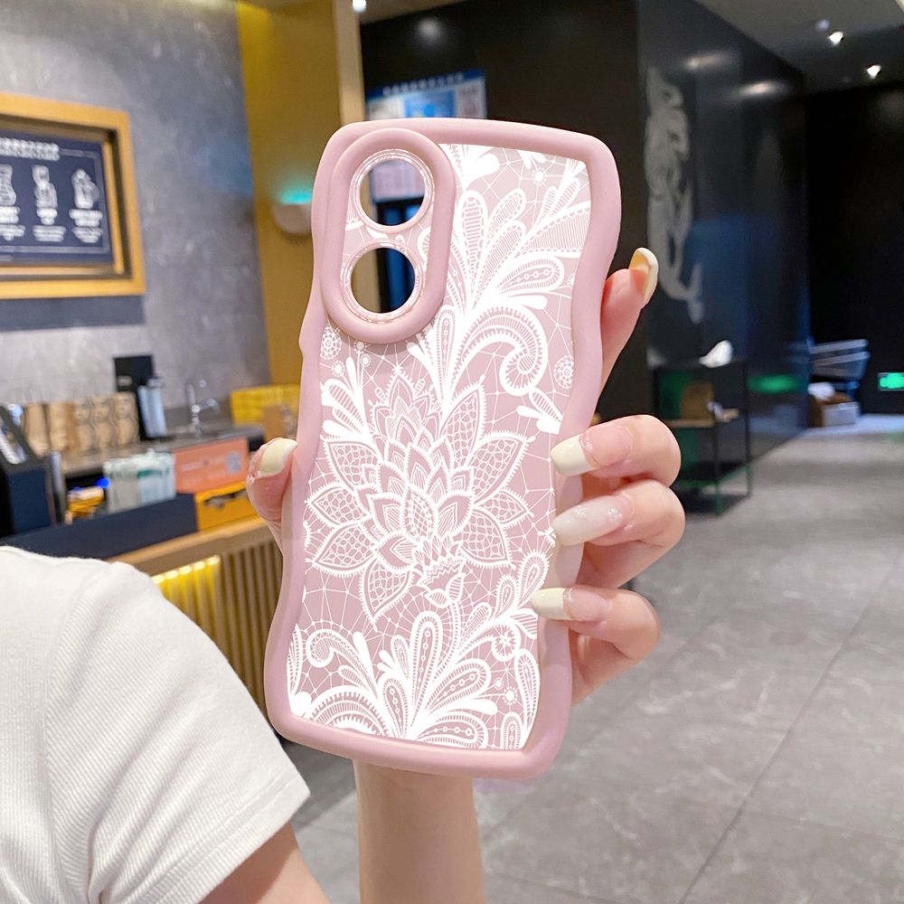For OPPO Reno 5 6 Lite 7 8 Reno 7Z 8 Z 5F F19 F21 Pro Drawing Cat Flower Wave Frame Phone Case Anti Drop Cover