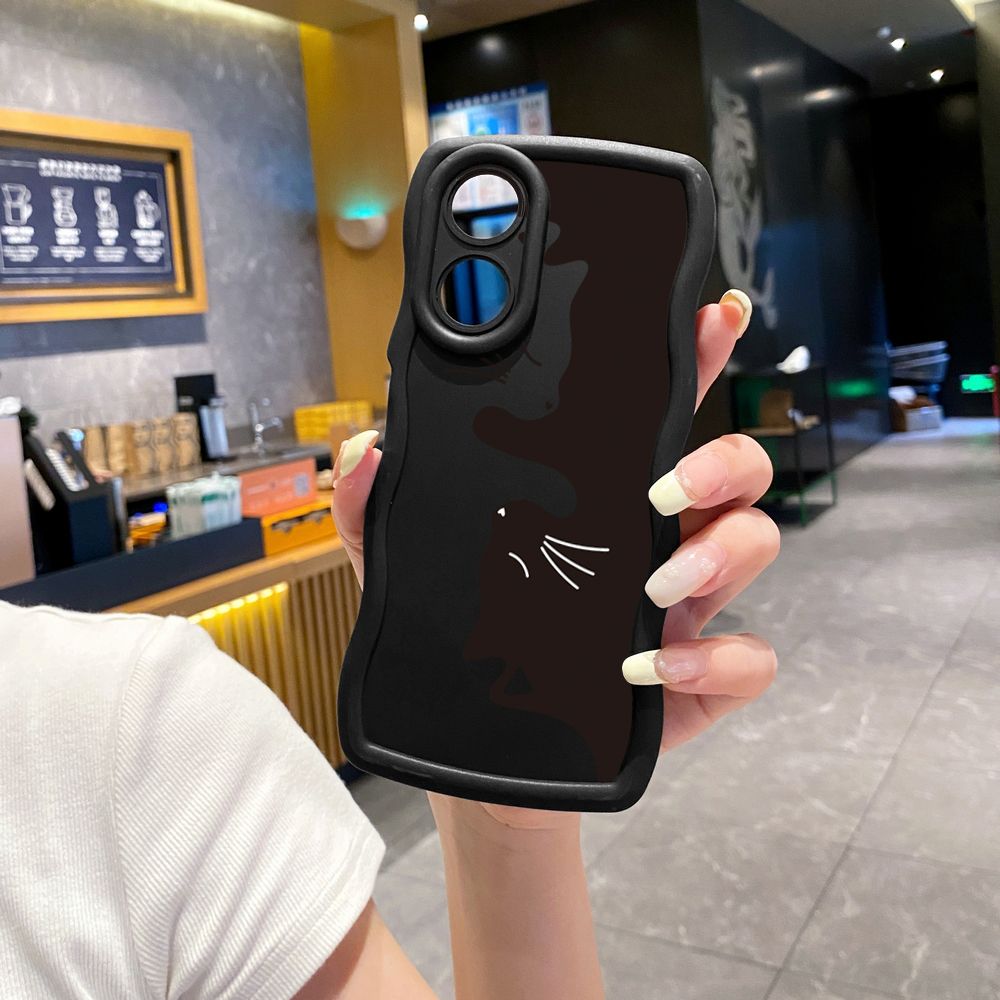 For OPPO Reno 5 6 Lite 7 8 Reno 7Z 8 Z 5F F19 F21 Pro Drawing Cat Flower Wave Frame Phone Case Anti Drop Cover
