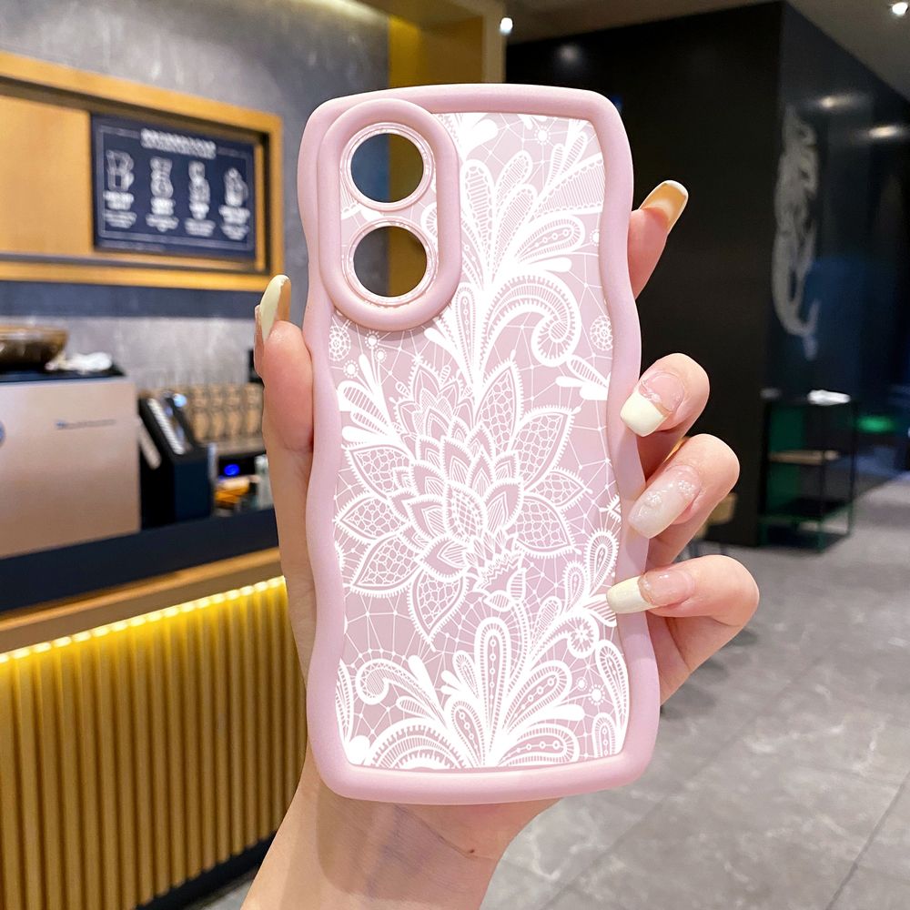 For OPPO Reno 5 6 Lite 7 8 Reno 7Z 8 Z 5F F19 F21 Pro Drawing Cat Flower Wave Frame Phone Case Anti Drop Cover