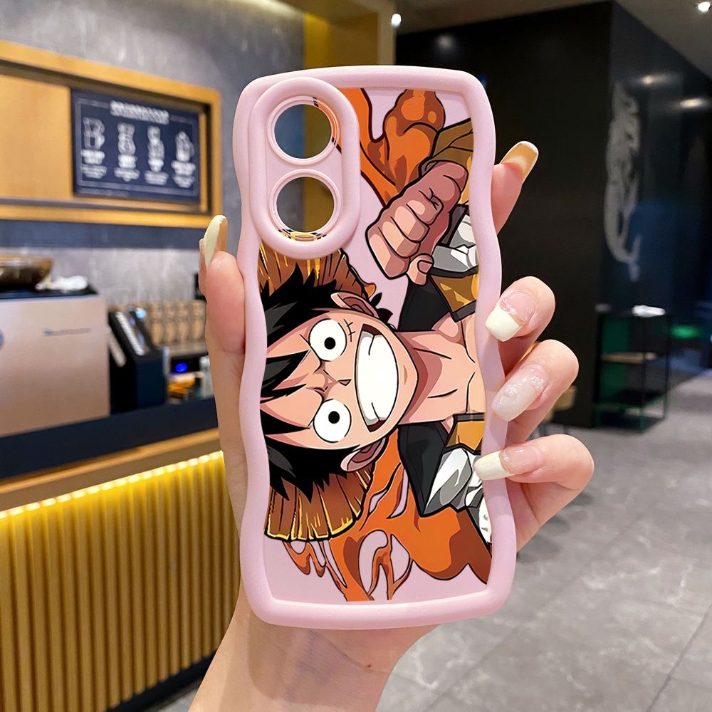 For OPPO Reno 5 6 Lite 7 8 Reno 7Z 8 Z 5F F19 F21 Pro Zoro Luffy Wave Frame Phone Case Anti Drop Cover