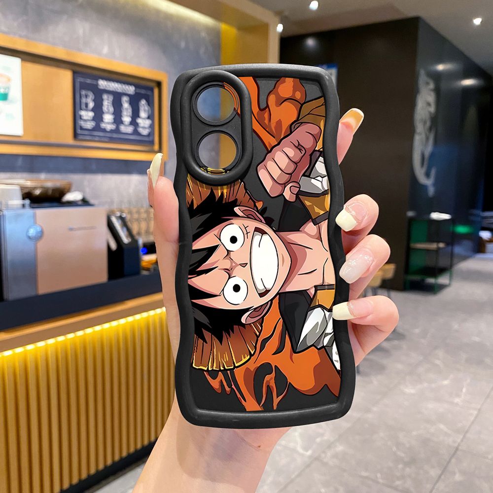 For OPPO Reno 5 6 Lite 7 8 Reno 7Z 8 Z 5F F19 F21 Pro Zoro Luffy Wave Frame Phone Case Anti Drop Cover
