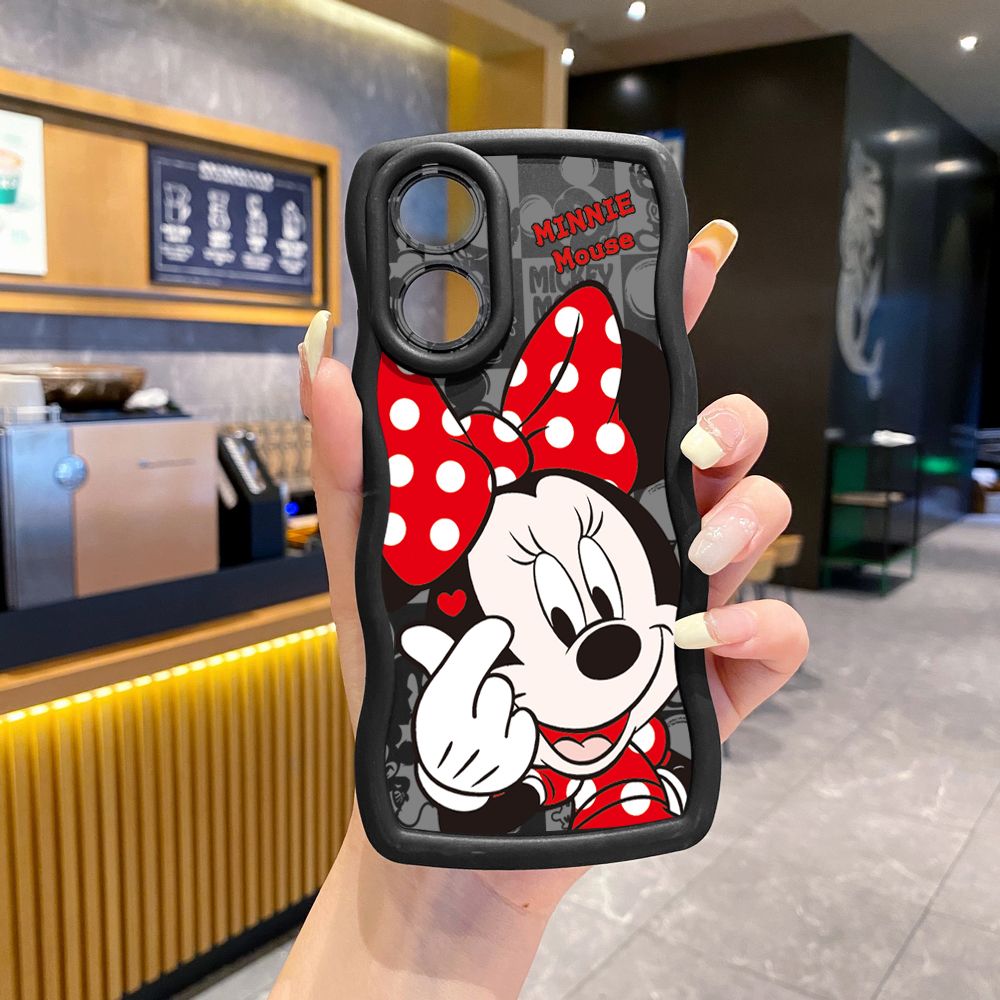 For OPPO Reno 5 6 Lite 7 8 Reno 7Z 8 Z 5F F19 F21 Pro Sweet Couple Mickey Minnie Wave Frame Phone Case Anti Drop Cover