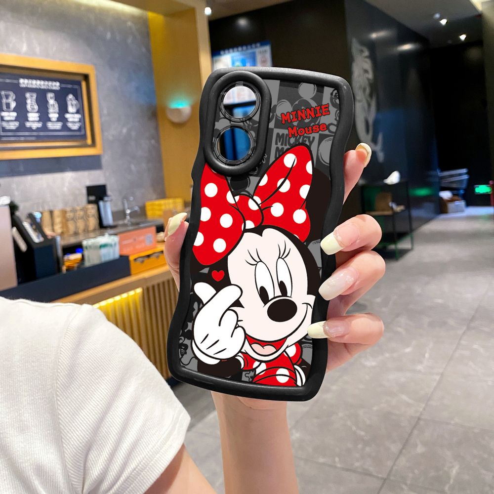 For OPPO Reno 5 6 Lite 7 8 Reno 7Z 8 Z 5F F19 F21 Pro Sweet Couple Mickey Minnie Wave Frame Phone Case Anti Drop Cover