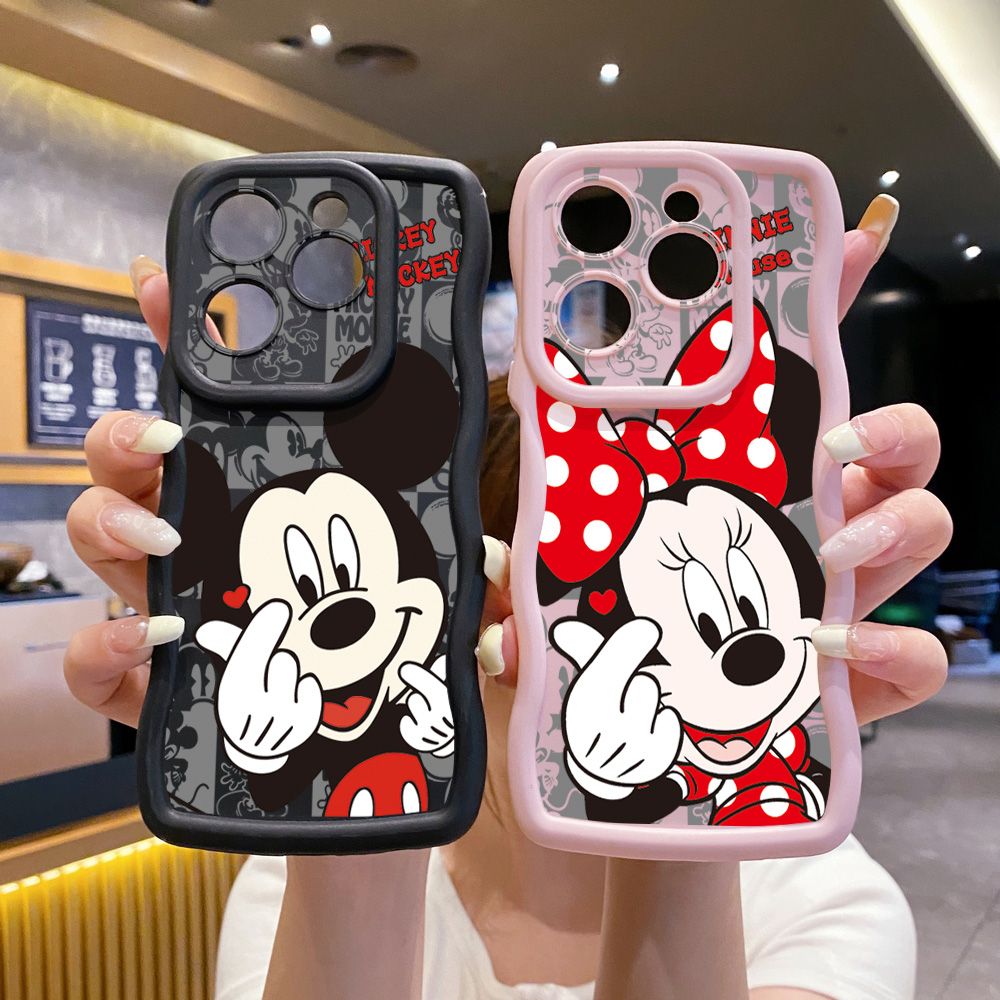 For Tecno Camon 19 Pro NEO 20 30 POP 6 GO 7 Spark GO 2023 8C 9 10 Pro 20C Sweet Couple Mickey Minnie Wave Frame Phone Case Anti Drop Cover