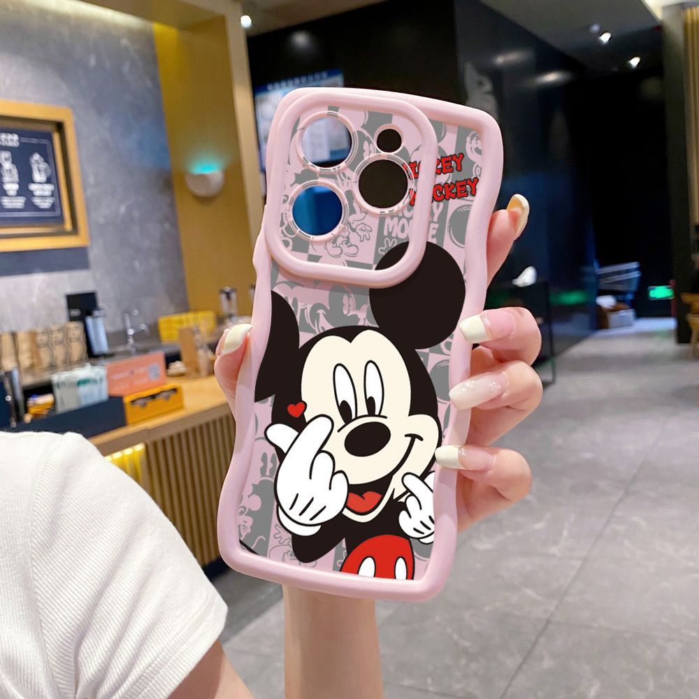 For Tecno Camon 19 Pro NEO 20 30 POP 6 GO 7 Spark GO 2023 8C 9 10 Pro 20C Sweet Couple Mickey Minnie Wave Frame Phone Case Anti Drop Cover