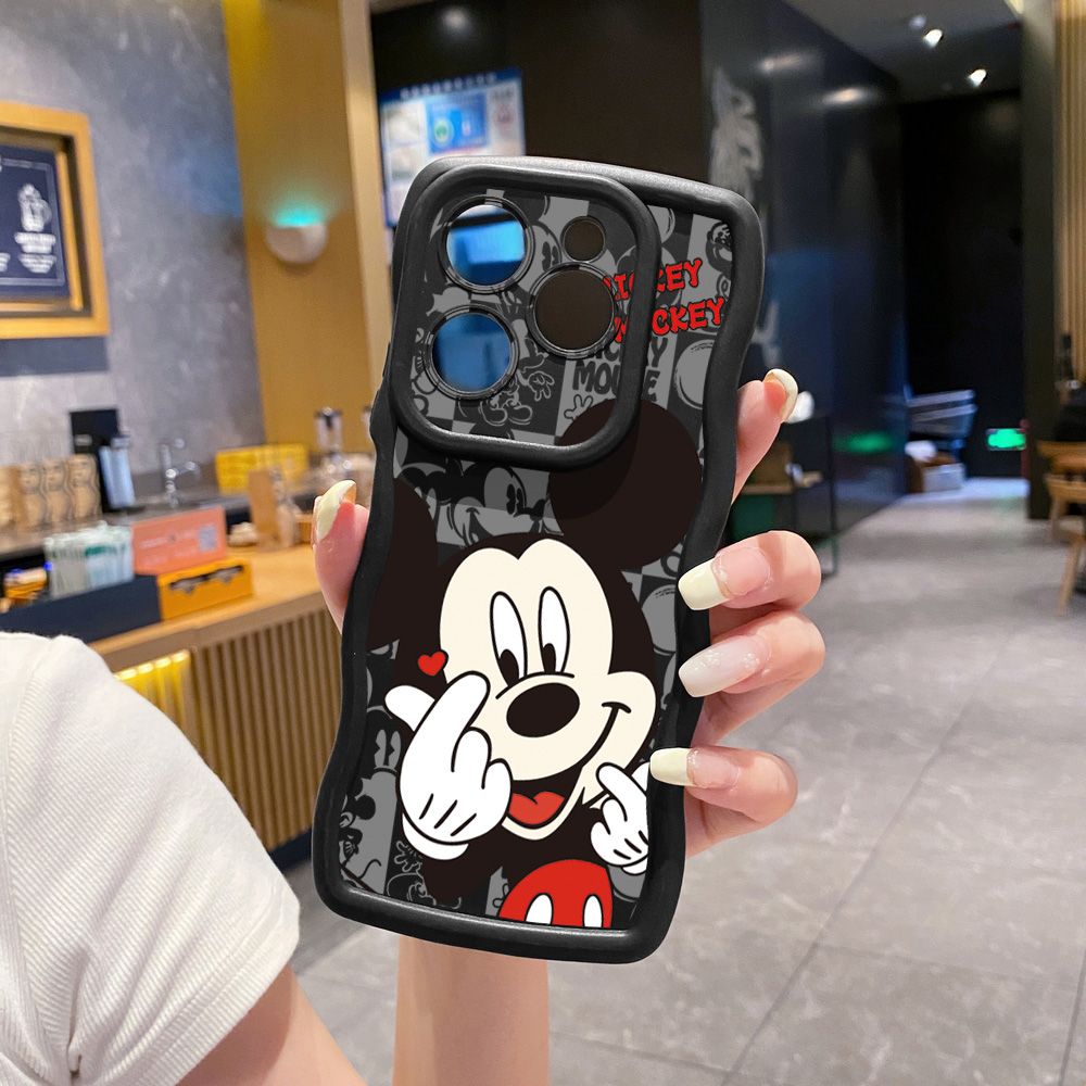 For Tecno Camon 19 Pro NEO 20 30 POP 6 GO 7 Spark GO 2023 8C 9 10 Pro 20C Sweet Couple Mickey Minnie Wave Frame Phone Case Anti Drop Cover