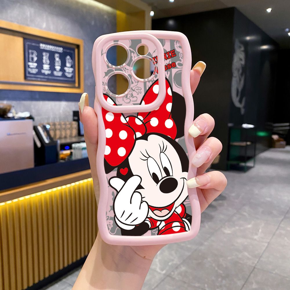 For Tecno Camon 19 Pro NEO 20 30 POP 6 GO 7 Spark GO 2023 8C 9 10 Pro 20C Sweet Couple Mickey Minnie Wave Frame Phone Case Anti Drop Cover