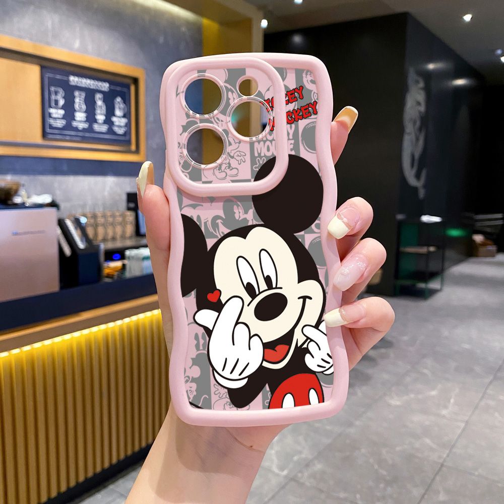 For Tecno Camon 19 Pro NEO 20 30 POP 6 GO 7 Spark GO 2023 8C 9 10 Pro 20C Sweet Couple Mickey Minnie Wave Frame Phone Case Anti Drop Cover