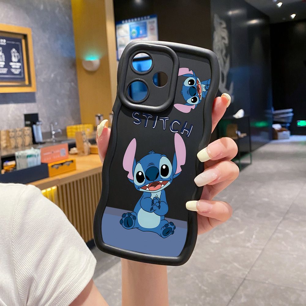 For Infinix Hot 40i 40 Pro Note 30 Play Smart 8 Pro 9 10 Play Lite Angel Stitch Cute Couple Wave Frame Phone Case Anti Drop Cover