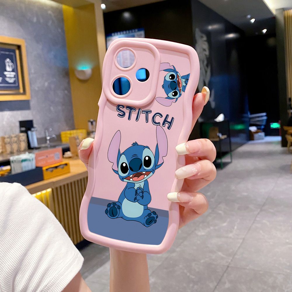 For Infinix Hot 40i 40 Pro Note 30 Play Smart 8 Pro 9 10 Play Lite Angel Stitch Cute Couple Wave Frame Phone Case Anti Drop Cover