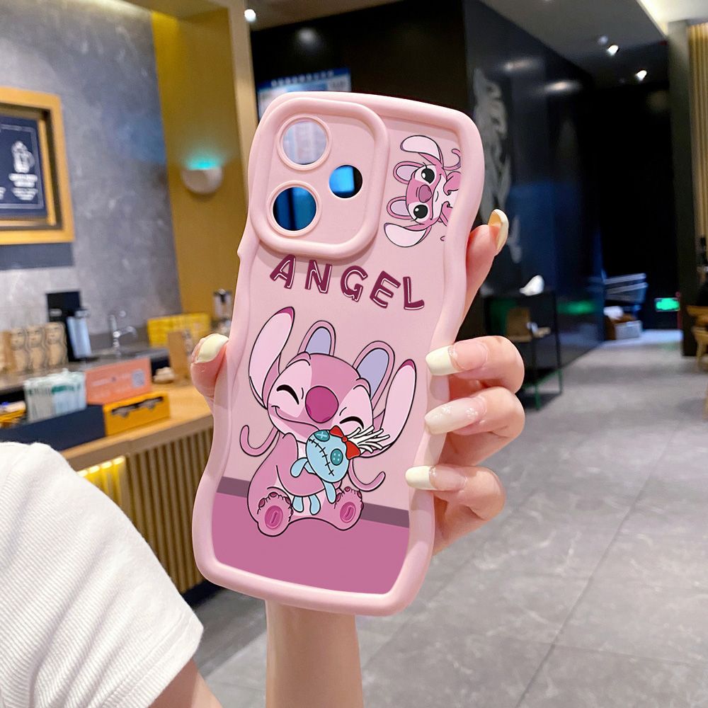 For Infinix Hot 40i 40 Pro Note 30 Play Smart 8 Pro 9 10 Play Lite Angel Stitch Cute Couple Wave Frame Phone Case Anti Drop Cover