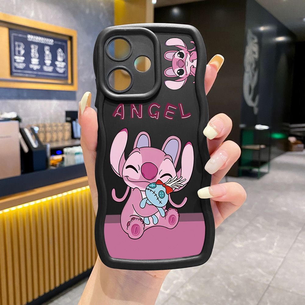 For Infinix Hot 40i 40 Pro Note 30 Play Smart 8 Pro 9 10 Play Lite Angel Stitch Cute Couple Wave Frame Phone Case Anti Drop Cover