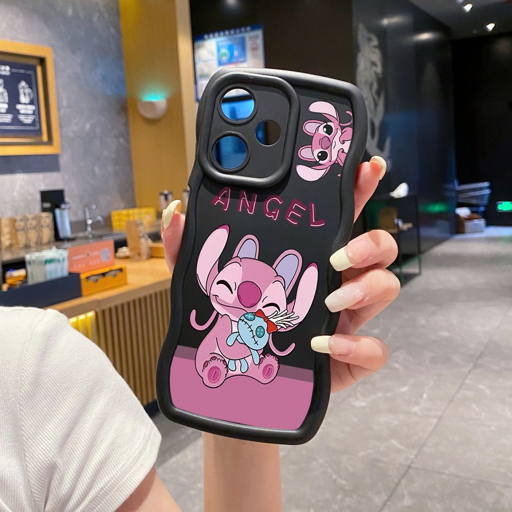 For Infinix Hot 40i 40 Pro Note 30 Play Smart 8 Pro 9 10 Play Lite Angel Stitch Cute Couple Wave Frame Phone Case Anti Drop Cover