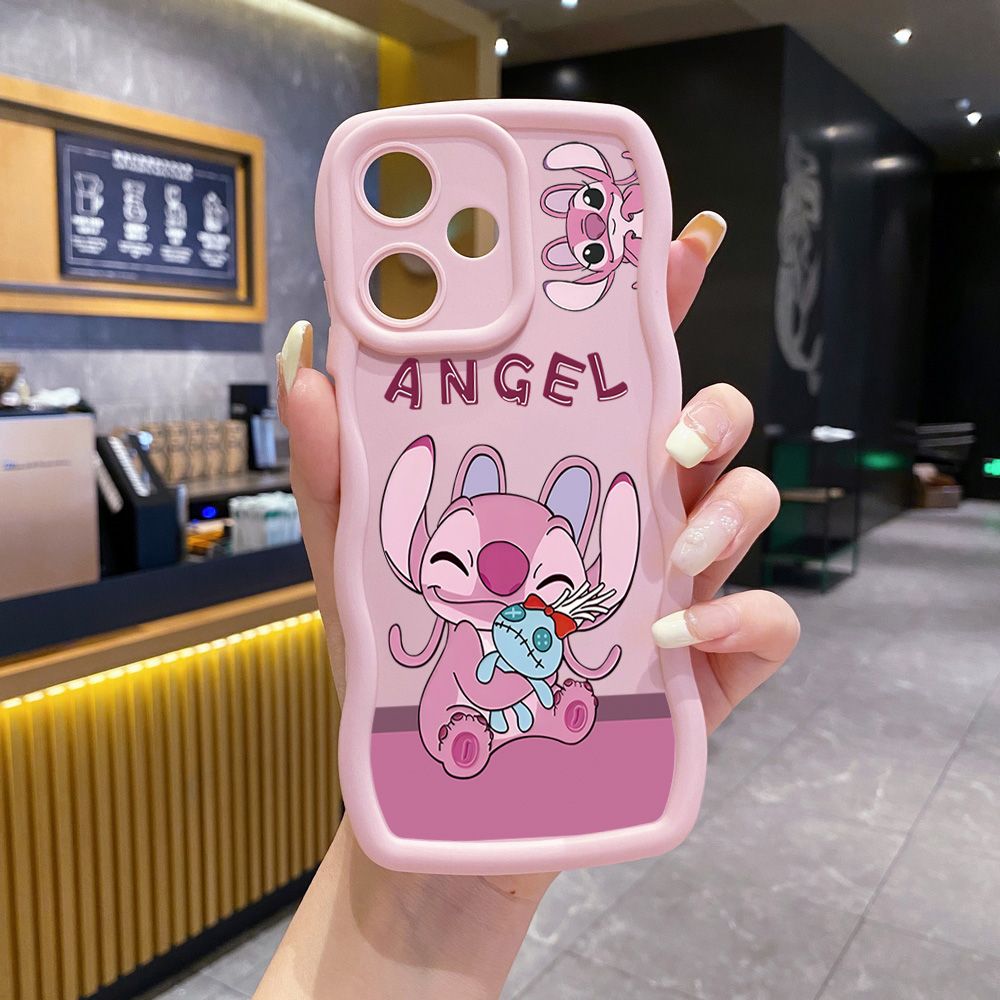 For Infinix Hot 40i 40 Pro Note 30 Play Smart 8 Pro 9 10 Play Lite Angel Stitch Cute Couple Wave Frame Phone Case Anti Drop Cover